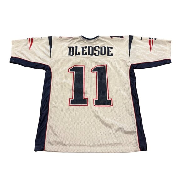 Vintage Y2K Nike New England Patriots Drew Bledsoe #11 White NFL Jersey Men's L - Picture 1 of 8